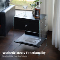 Floating Drawer Nightstand Space-Saving Bedside Table Ample Storage for Adults