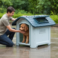 Plastic Dog House Easy to Clean Pet Furniture Sturdy for Rainy Weather