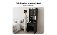 Space-Saving Design Vanity Desk with Hutch Modern Aesthetic Dressing Table Multi-Compartment Storage Makeup Station High Capacity for Women, Young Adults, Teenagers, Small Areas, Apartment Living, Closet Area