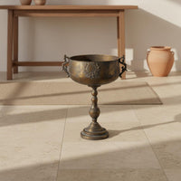 Mediterranean-Influenced Floor-Standing Vase Freestanding Goblet Flower Vase Rust-Resistant Gold Flower Stand for Hallway