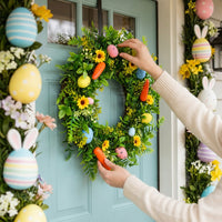 40cm Easter Wreath Easter Egg Wreath Lively Colors Spring Decor for Home, Families, Staircase, Entryway, Porch
