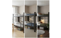 Bunk Bed with Mattress Heavy Duty Bunk Bed with Wooden Boards Space-Saving Furniture for Students, Adults, Dormitory, Hostel, Employee Quarters