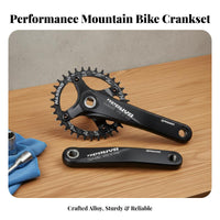 Mountain Bike Crankset High-Strength Aluminum Alloy Mountain Bike Crank Arm Set Narrow-Wide Tooth Profile Mountain Bike Crank Arms for Cyclists