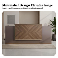 Modern Reception Desk Simple Elegant Business Welcome Desk Sturdy Surface Wood Panel Cashier Counter for Receptionists, Business Owners, Lobby