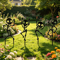 4 Pieces Dancing Skeleton Garden Stakes Black Skeleton Silhouettes with Stakes