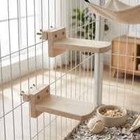 Wall Mounted Cat Steps and Stairs, Solid Wood Shelf with Climbing Stairway or Cage Installation, Space Saving Playground for Indoor Cats