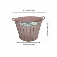 Double Handle Metal Flower Pot Vertical Stripe Design Garden Decor with Handles