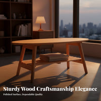 Two-Tier Oval Coffee Table Minimalist Aesthetic Living Room Furniture