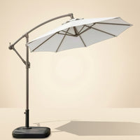 Offset Patio Umbrella with Weighted Base Heavy Duty Cantilever Patio Umbrella with Rolling Stand Waterproof for Homeowners, Backyard, Poolside, Garden