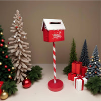 Christmas Mailbox Freestanding Mailbox with Post Red for Entryway