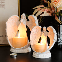 Nordic White Winged Praying Angel Aroma Candle Holder for Living Room, Dining Room, Wedding, Romantic Couple Atmosphere Decoration