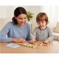 Color & Shape Recognition Wooden Lacing Beads Set Develops Fine Movement Skills Fruit Stringing Toy Hand-Eye Coordination Child-Centered Threading Game Made of Wood for Preschoolers, Toddlers, Kids