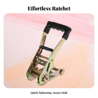 Rust Resistant Buckle Ratchet Tie-down Strap Heat Treated Steel Truck Cargo Strap Easy To Use for Drivers, Moving, Warehouses, Car Roof Rack