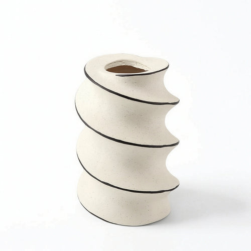 Sculptural Vase Modern Spiral Vase Matte for Living Room, Tabletop, Minimalists