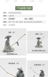 Simulated Fishing Elder Ornament for Garden Rockery and Bonsai
