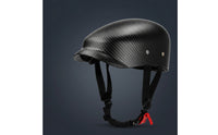 Motorcycle Half Helmet Retro Half Motorcycle Helmet Carbon Fiber Pattern Quick-Release for Motorcyclists, Motorcycling