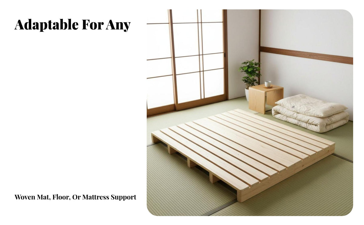 Japanesedesign Foldable Slatted Bed Frame Moistureresistant foldable Floor Slat Frame Breathable Design Mattress Foundation Headboard-Less for Minimalists, Small Space Dwellers, Guesthouse Owners, floor mat Room, Apartment, Temporary Housing