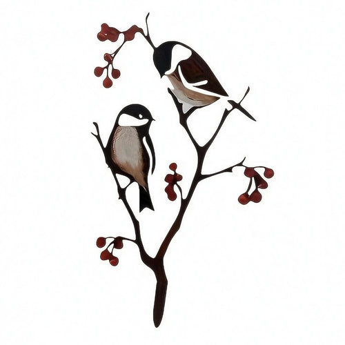 Birds on Tree Branch Decorative Wall Art Ornament Cutout Style Home Decoration Outdoor