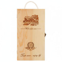 2 Pieces Wine Storage Container Solid Wood Display Box Dual Bottle Feature Reusable Design Portable Handle Suitable for Gift Occasions Wine Lovers Home Storage
