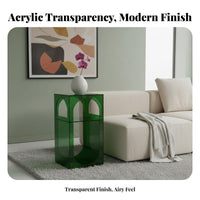 Clear Waterfall Table Arch Shape Nightstand Transparent for Bedroom, Living Room