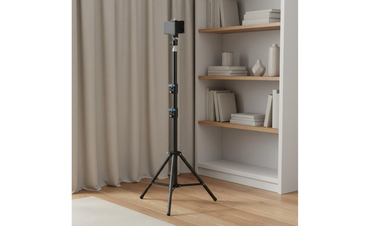 Phone Tripod Broadcasting Setup Multi Phone Stand Adjustable Height Floor Tripod Stand for Streamers, Content Creators, Selfie Photos