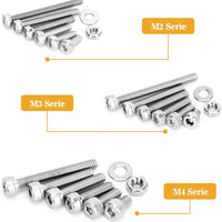 1080pcs Screw Assortment Kit, 304 Stainless Steel, Cylindrical Head Hex Socket Screws and Nuts