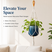 Black Rope Hanging Planter, Hand-Woven Macrame Plant Hanger, Indoor Outdoor Hanging Basket for Home Decor, 3 Pieces