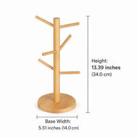 Cup Stand Cup Holder, Coffee Bar Cup Holder, Coffee Cup Stand Cup, Bamboo Mug Tree Thicker, Mug Tree Thicker Base, Kitchen Countertop Storage Mug Tree