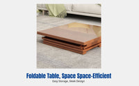 Square Heating Table, Foldable Dining Table, Multi-Functional Home Fire Pit Table, Sturdy Wood, Winter Use
