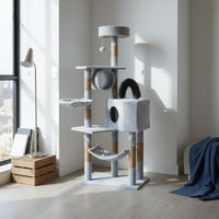 Self-Grooming Arch Feline Structure with Scratching Posts Multi-Level Feline Tree Pet Furniture for Cats, Kittens, Indoor