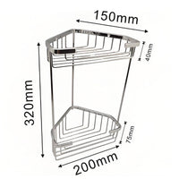 Corner Washroom Rack Double-Layer Washroom Storage Rack Stainless Steel Triangular Wire Basket for Small Apartments, Dorm Rooms