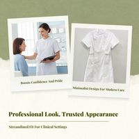 Cotton Nurse Scrubs Set, Stretch Top & Pants, Multi Pocket