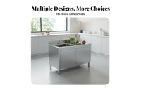 Anti-Rust Stainless Steel Commercial Sink Commercial Kitchen Sink Easy to Clean Stainless Steel Wash Station Heavy Duty for Homeowners, Restaurant Employees, Workshop, Basement, Outdoor
