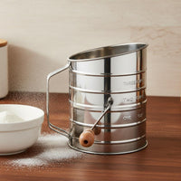 Hand Crank Flour Sifter with Scale Measuring Flour Sifter Easy to Use Powdered Sugar Duster for Home Kitchen