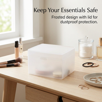Storage Boxes Lids, Storage Box for Desk Clutter, Dustproof Lid Storage Boxes for Bedroom, Frosted Small Item Organizer
