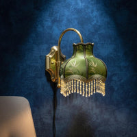 Peony Bamboo Leaf Light Shade Easy to Install Green Embroidered Lampshade