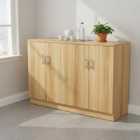 Floor Standing Cabinet with Doors Versatile Design Kitchen Cupboard Adjustable Shelves Living Room Console Cabinet for Homeowners, Families, Entryway