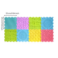 8 Pieces Sensory Mat with Textured Tiles Textured Interlocking Puzzle Tiles Flexible for Kids