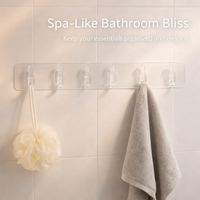Hallway Hooks for Towels, Strong Sticky Hangers for Walls, Versatile Organizer for Multiple Items, Drill-Free Bathroom & Bedroom Storage Solution