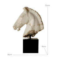 Horse Head Sculpture Weathered Horse Head Statue Black Sculpture with Pedestal for Art Collectors, Living Room, Entryway, Display Shelf