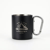 Attach-on Camping Cup with Carabiner Handle Compact Camp Cup with Carabiner Handle Rugged Camping Mug Packable for Campers, Hiking, Travel