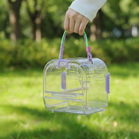 Portable Bird Cage with Cover, Transparent Panels for Parrot Travel, Outdoor Bird Carrier with Perch, Small Size Handheld Animal Travel Bag