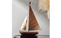 Bronze-Gold Sailboat Ornament Shiny Iron Sailboat Model Gift Idea