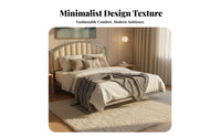 Soft rearrest Suspended-Look Bed with Upholstered Headboard Floating Design archedd Headboard Bedstead Modern design Bedroom Furniture No Box coil Needed for two people, Adults, Homeowners, Apartment, Guest Room