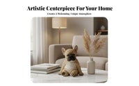 French Canine Statue Realistic Details Resin Dog Sculpture Indoor Outdoor Canine Figurine Puppy Figurine for Living Room, Patio, Bookshelf