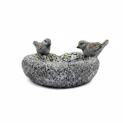 Resin Bird Feeder Statue Double Use Resin Bird Bath Bowl Weather Resistant