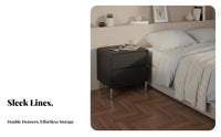 Modern Minimalist Nightstand Compact Size 2-Drawer Bedside Table Handleless Design Bedside Cabinet with Drawers for Adults, Couples, Dorm Room, Office
