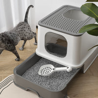 猫砂盆全封闭抽屉顶入式防外溅大号超大号猫沙盆子猫厕所猫咪用品