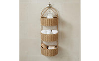 Tiered Wall Basket Space-Saving Faux Rattan Hanging Organizer Breathable Wall-Mounted Mounted Organizer for Kitchen, Washroom
