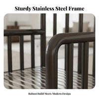 Thickened Frame Stainless Steel Tube Bench Indoor & Outdoor Use Household Furniture Rustresistant Slatted Seat sturdyDuty for Small Apartment Dwellers, Homeowners, Adults, Living Room, Balcony, Garden, Backyard